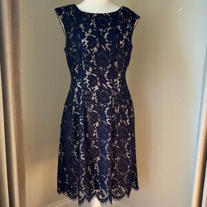Vince Camuto Navy Lace Midi Dress
